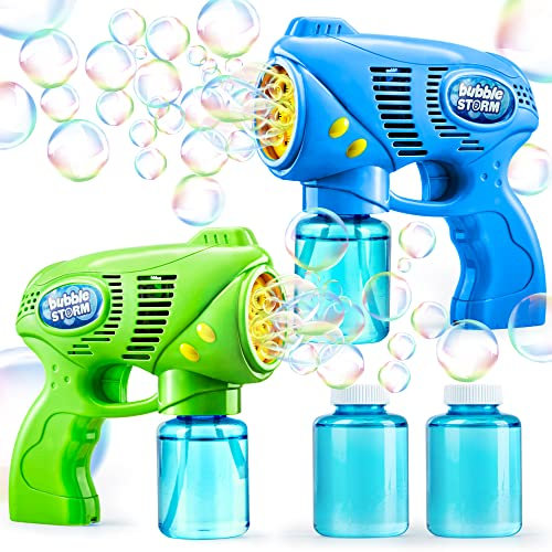 JOYIN 2 Seifenblasenpistole mit 2 Seifenblasen Nachfüll-Lösung für Kinder, Seifenblasenmaschine für Seifenblasen Party Favors, Sommer Spielzeug, Outdoor-Aktivität, Geburtstagsgeschenk