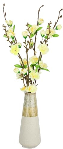 Künstlicher Kirschblütenbund in Vase aus Keramik Künstliche Zweige Kunstblumen Künstliche Deko Unechte Blumen Kunstblume Frühjahrsdekoration Tischdeko Frühjahr Ostern Floristik
