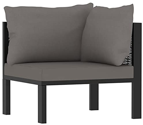 vidaXL Sofa-Eckelement mit Linker Armlehne und Kissen Ecksofa Modulsofa Eckteil Modulares Sofateil Modul-Loungesofa Gartenmöbel Poly Rattan Anthrazit