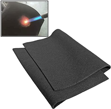HOFENTIGU Welding Blanket Fireproof Tarp Heat Resistant Material Up To 1800°F Flame Retardant Fabric Carbon Felt for Grill Stove Pit Soldering Welders Plumbers (1, 12x27 inches)