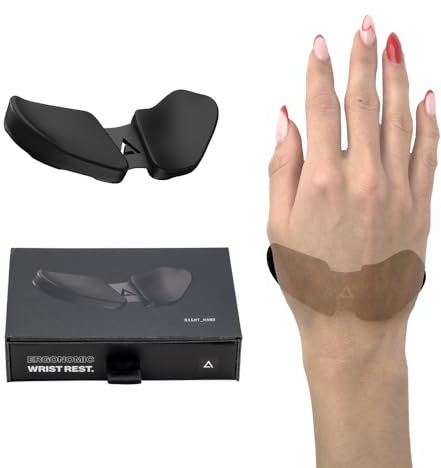 DELTAHUB Carpio 2.0 - ergonomische Handgelenkauflage für Rechtshänder, Handgelenkstütze bei Benutzung der PC-Maus, Reduziert Überstreckung Ermüdung & Handgelenkschmerz leichtes Gleiten - Large/Schwarz