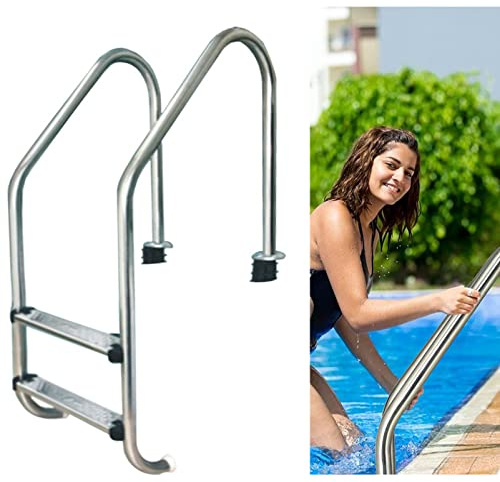 Lsoiup Échelles de Piscine pour piscines creusées Acier Inoxydable 304 Robuste Piscine 2 marches Antidérapant Antirouille Capacité de Poids 440 LB