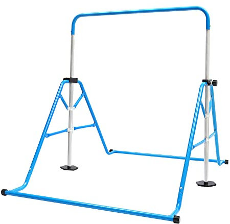 Turnreck Gymnastik Kinder | Turnstange Garten Kinder | Garten Reck Reckanlage Indoor Horizontale Training Bar Trainingsgeräte Outdoor Fitness | Höhenverstellbar | Einfach zu Falten | EU Stock (Blau)