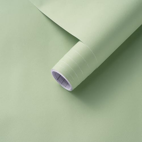 Arthome Mat Papier Adhesif pour Meuble,Auto Adhesif Papier Peint Solide Texturé Peel and Stick Film Vinyle Décoratif Autocollant pour Comptoir,Armoires,Revêtement Mural,Verde Mat,44cmx10m