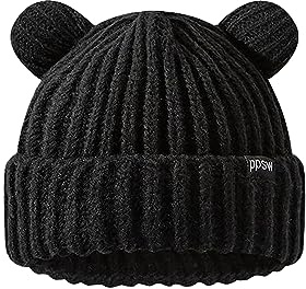 VPTMRP Bear Ear Beanie Knit Warm Slouchy Crochet Hat