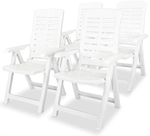 GuyAna Garten-Liegestühle 4 STK. Kunststoff Weiß Sonnenliege Rattan Sonneninsel Outdoor Wetterfest Saunaliegen