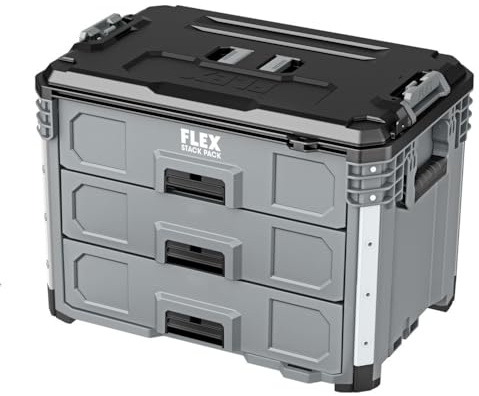 FLEX STACK PACK Storage System 3-Drawer Tool Box - FS1105, Grey/Black