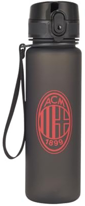 AC Milan Borraccia Sportiva con maniglia per il trasporto, 0.5L, Nero, Prodotto ufficiale