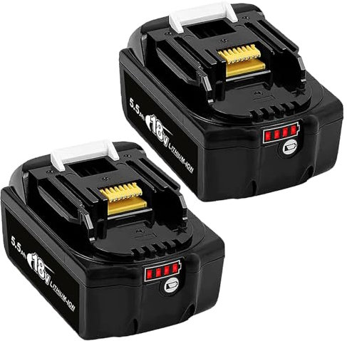 2 Stück Akku Ersatzakku für Makita 18V Akku 5500mAh, BL1850B BL1860B für Baustellenradio DMR108 DMR110 DMR107 Radio mit LED Werkzeugakku