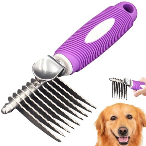 Spazzola depilatoria per animali domestici, spazzola per la depilazione per cani | spazzola per la perdita dei capelli, strumento per la depilazione dei gatti, pettine in metallo, spazzola per la cura