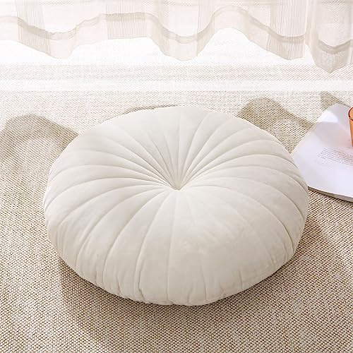 MolynnChic Cuscino da Pavimento per Meditazione, Cuscino Rotondo Grande per Pavimento, Seduta per Adulti, Cuscini Spessi in Velluto per Yoga, Soggiorno, Balcone, Tatami, Esterno, 45,7 cm (Beige)