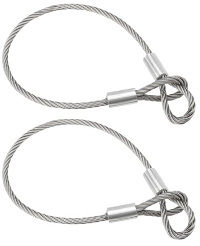 OTOTEC 2PCS Stainless Steel Wire Cable with Double Looped Ends Length 50cm Diameter 6mm Breaking Strength 2300N Normal Load 220kg Outdoor Travel Safety Rope for Hanging and Fixing for Luggage Lock