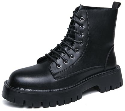 LMUIPMAA Stivali Militari Uomo Stivali da Moto con Lacci Biker Stivaletti,Nero,41 EU