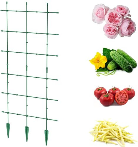 Treillis pour plantes de jardin, support de jardin pour plantes grimpantes, 120 x 60 cm, pergola, échelle, treillis pour tomates, concombres, fleurs, échelle, support de plantes, tiges de pots de