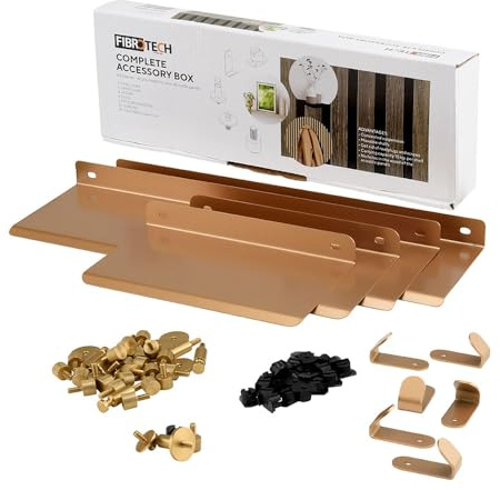 FIBROTECH Tillbehörslåda för akustiska paneler (mässing, L37 x B13 x H5 cm, 68 delar, tillbehör akustiska plattor, rumsljud, väggbeklädnad, ljudisolering) 2432407