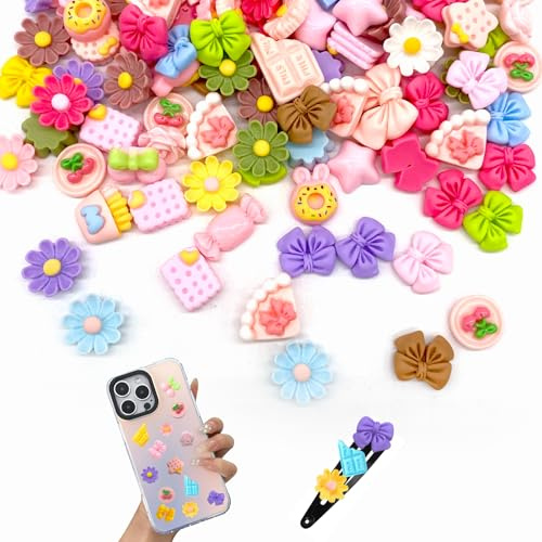 100 stycken slime berlocker kawaii, 3D, söt platt baksida, gör-det-själv harts-hängsmycke-set, kawaii, blandade tillbehör för pyssel, tillverkning av skår-mobiltelefonfodral, hårklämmor, fotoramar