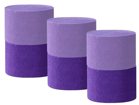 Carta crespa 6 rotoli da 150 m, set di carta crespa viola, carta crespa per decorazioni di feste, decorazioni di compleanno, decorazioni per matrimoni (4,5 cm x 25 m/rotolo)