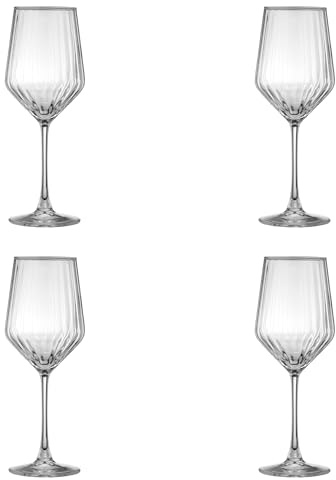 Ravenhead Luxe Set of 4 Red Wine Glasses | 500ml Recycled Glass with Fluted Embossed Design | 50cl Elegant Wine Glass Set for Dining & Entertaining, Dishwasher Safe