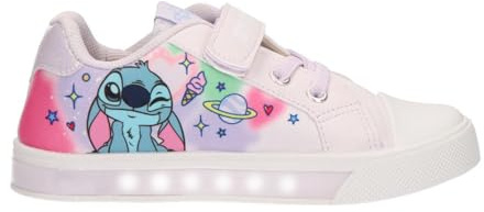 Disney Stitch - Sneakers Bambina – Scarpe Alte e Basse in Tela o Poliestere con o Senza Luci LED, Chiusura Lacci Zip o Strappo, Taglie 25–35 [7251 Sneakers LED Rosa - 25]