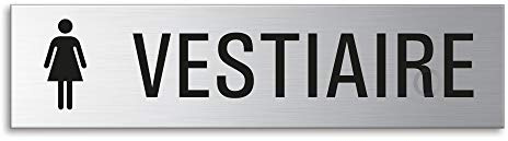 OFFORM DESIGN Plaque de Porte Vestiaire Femmes 160 x 40 mm Signalétique en Acier INOX brossé 27244