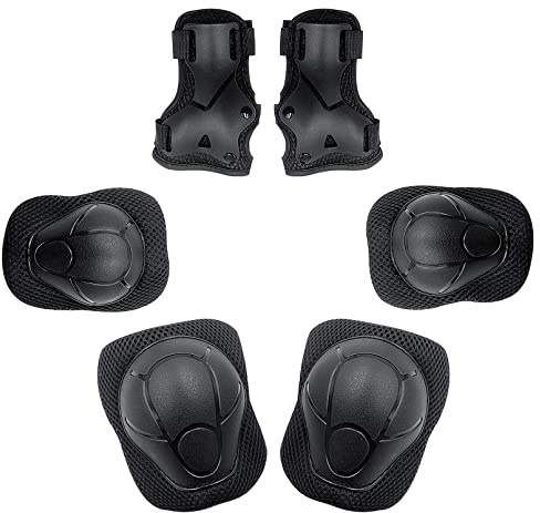 Luwint Kids Skating Cycling Protective Gear Set, Knee and Elbow Pads Wrist Guard for Boy Girl 3-7 Years (Black)