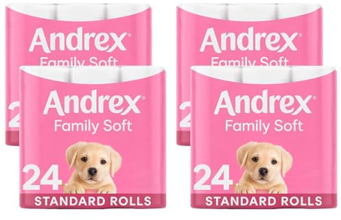 Andrex Gentle Clean Toilet Roll Tissue Paper Puppies On a Roll Pack of 96