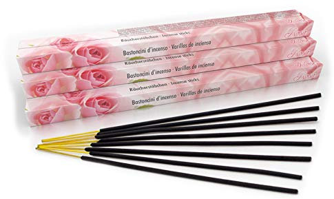 Premium Räucherstäbchen Rose: natürlich traditionell aus Indien in fairer Herstellung. Großpackung mit 10 Boxen = 80 Stück je 45min. Entspannung, Meditation, Wellness