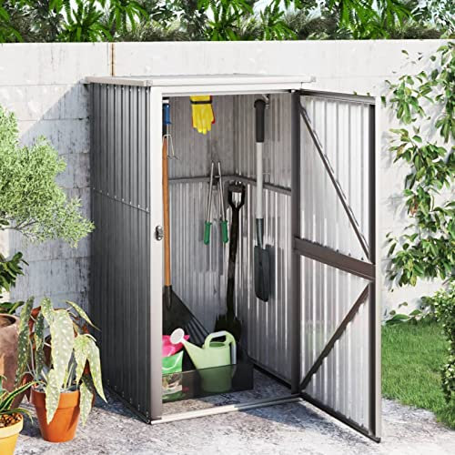 Norheim Cobertizo de Jardín Metalico, Cobertizo de Almacenamiento Exteriores, Casetas Jardin de Acero Galvanizado, Casa para Herramientas, Gris 88x89x161 cm