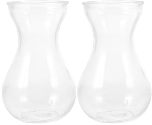Yardenfun Simple Glass Craft Vase 5.11X3.54X2.75In Transparent Decorative Flower Container for Home and Wedding Centerpieces