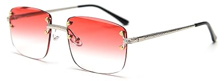 Kachawoo Lunettes de soleil dégradées sans monture pour femmes - Lunettes de soleil rétro carrées pour hommes et filles - Lunettes de soleil sans monture - Lunettes de luxe de mode
