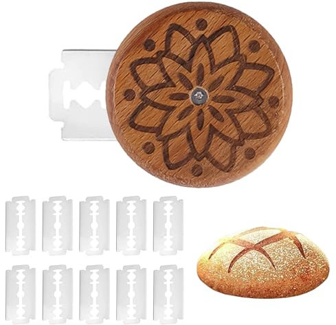 WUSANNA Taglierino per Pane Lametta per Pane 1 Set Coltello Pane Lametta per Pane Taglia Coltello Pane Rotondo Lotus e Lame 10 Pezzi Adatti per Cottura Dell'impasto Del Pane