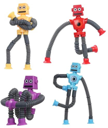 4 Pcs Robot De Juguete Telescópico con Ventosa, Robot Juguete, Succión De Juguete para Niños con Ventosa, Juguete Telescópico, Robot De Juguete Telescópico, Descompresión para Niños y Adultos