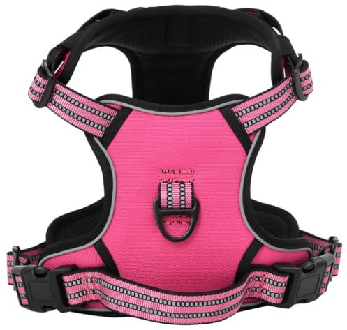 vidaXL Hundegeschirr, Brustgeschirr mit Leine Halsband, Sicherheitsgeschirr Reflektierend Verstellbar, Haustiergeschirr, Rosa M Polyester