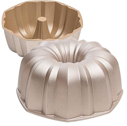 Erreke Stampo Ciambella, Stampo Antiaderente per Torta e Ciambellone, Tortiera Cottura Uniforme, Alluminio Fuso Resistente, Color Oro Rosa, Qualità Professionale, 2.0 Litri, Flow