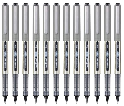 uni-ball Eye Fine Nib Rollerball Pens, 0.7 mm, Black (12-Pack)