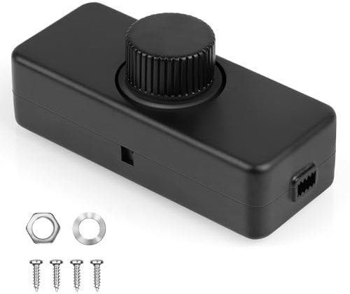 AXFEE LED Dimmer Schalter 220-240V/50HZ, Schnurdimmer 3-100W für Dimmbare Lampen und Glühlampen 230V - Schwarz