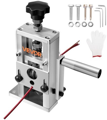 VEVOR Manual Wire Stripping Machine, 0.06-1 in, Copper Stripper with Hand Crank or Drill Powered, 64Mn Quenched Blades, 45# Steel Rollers, Aluminum Alloy Frame Wire Peeler, for Scrap Copper Recycling