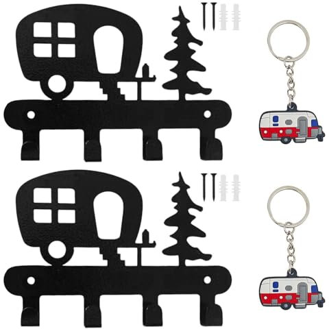 LCIEFKAE 2 Pezzi Ganci per Camper E 2 Pezzi Federazione Chiave per Camper, Accessori da Campeggio, Accessori per Roulotte, Ganci A Parete, Dispositivi di Campeggio, Regali da Campeggio.