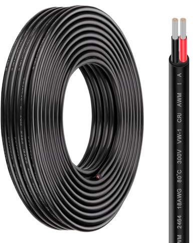 iGreely 2x0.75mm² KFZ Kabel 10m rund, 12V 2 Adriges Kabel, Flexibel Verzinnter Kupferkabel für Lkw/Anhänger