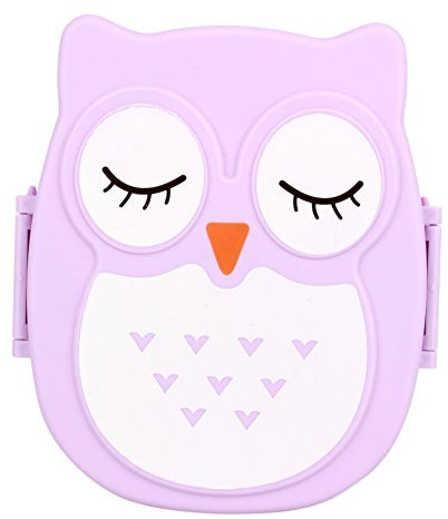 Porta Pranzo, Lunch Box Per Bambini E Adulti, Design Gufo Simpatico, Box Pranzo Con 2 Scomparti , Portapranzo Senza Bpa , 1050mlrosso Porpora