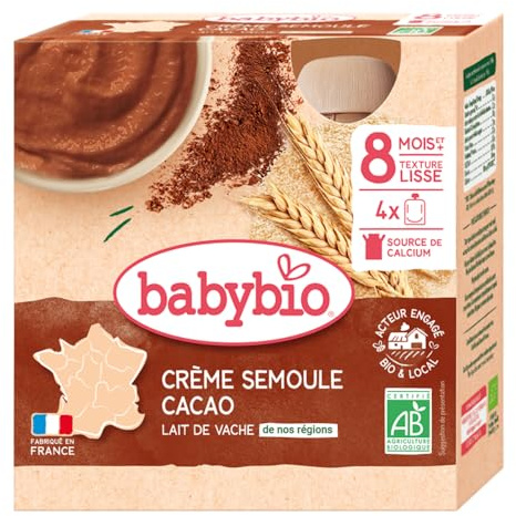 Babybio Gourde Crème Semoule Cacao 8+ Mois 340 g