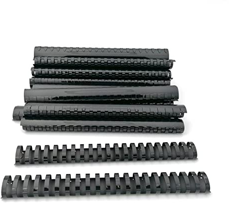 Alevar Dorsi in Plastica a Spirale per Rilegatura, 21 Anelli Diametro 32 mm, Formato A4, Capacità da 241 a 280 Fogli, Colore Nero, Confezione da 50 Pezzi