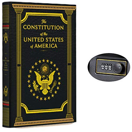 Fake Book Box - Small Safe Box with Combination Lock - Hidden Safe in Plain Sight - Diversion Safes - Secret Safes (Constitution) (Large)