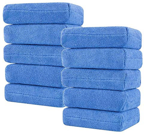 10 Stück Microfasertuch Autopflege Trockentuch, Auto Handpolierschwamm 11x7x4 cm