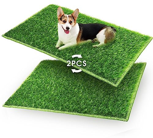 Hompet Hundegras-Pads, Welpen Rasen, Töpfchentraining Pads, Kunstrasen für Hunde Systeme, Ersatzgrasmatten, leicht zu reinigen, mit schnellen Ablauflöchern, Indoor/Outdoor, Garten, Rasen, Terrass