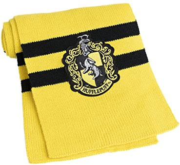 Funidelia | Bufanda Hufflepuff Harry Potter Oficial para Hombre y Mujer Hogwarts, Magos, Películas & Series - Color: Amarillo, Accesorio para Disfraz - Licencia: 100% Oficial