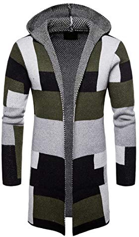 PRJN Cardigan long à col châle pour homme - En tricot - Léger et chaud - Coupe ajustée - Pour l'hiver - - XXL