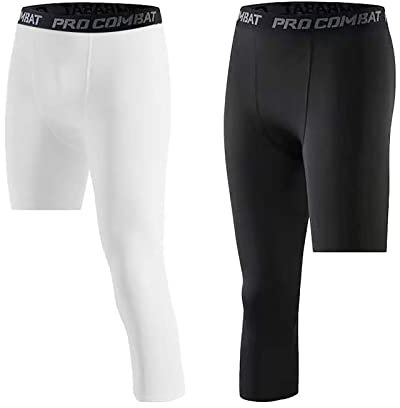 Hongyuangl Laufleggings für Herren, 1er oder 2er Pack, 3/4 Einbein Kompression Capri Strumpfhose, Cool Dry Gym Strumpfhose für Herren, Compression Base Layer Sporthose Unterwäsche