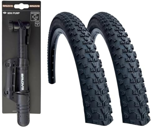 Baldys 27.5 x 2.10 Mountain Bike Tyres BLACK (PACK OF 2) + MINI PUMP