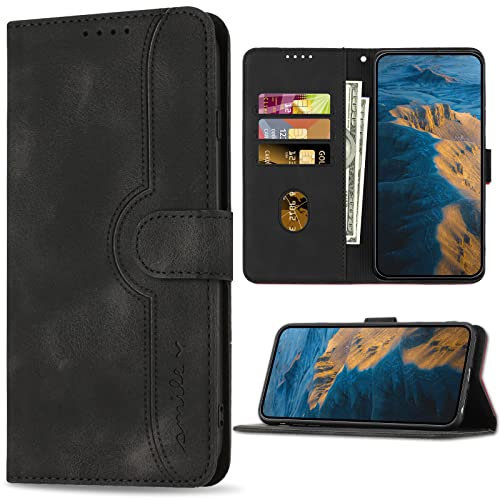 Bear Village Cover per Xiaomi Redmi 9, Flip Custodia in PU Pelle con Slot per Schede, Magnetica Antiurto Protettiva Cover per Xiaomi Redmi 9, Nero
